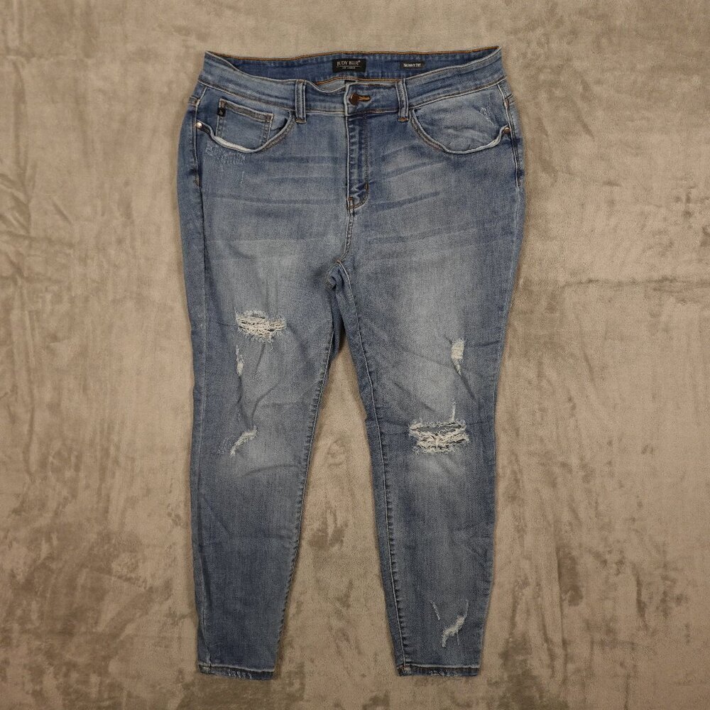 Judy Blue jeans skinny fit women's 18W blue distressed high‎ waisted
